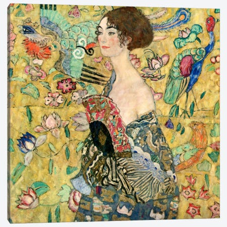 Lady with a Fan Canvas Print #1336} by Gustav Klimt Canvas Print