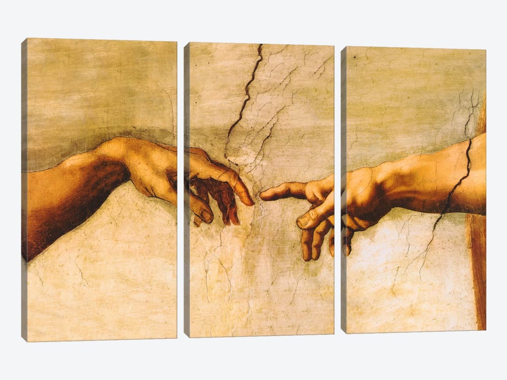 The Creation of Adam, C.1510 by Michelangelo 3-piece Art Print