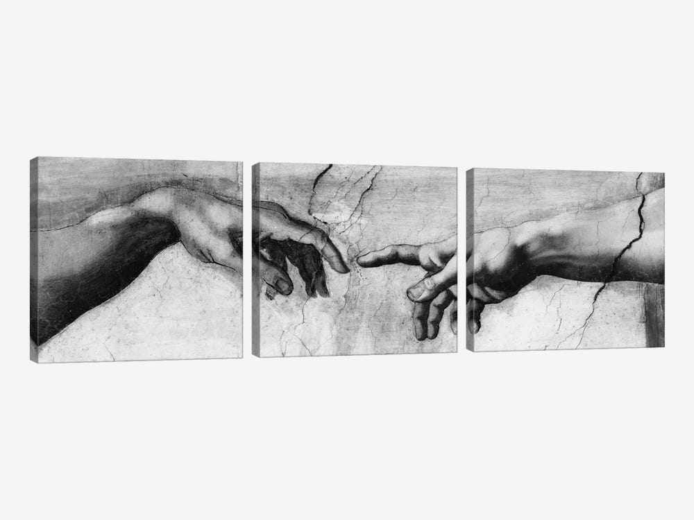 The Creation of Adam V by Michelangelo 3-piece Canvas Artwork