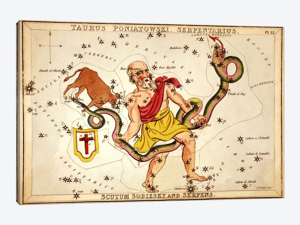 Ophiuchus, 1825 by Sidney Hall 1-piece Canvas Print
