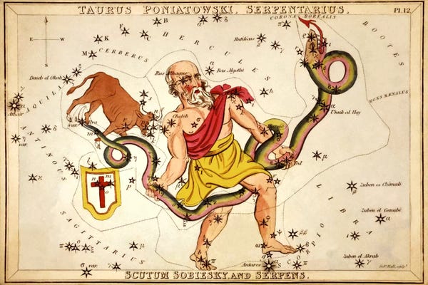 Snakes: Ophiuchus, 1825 by Sidney Hall