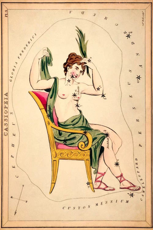 Cassiopeia, 1825 by Sidney Hall wall art