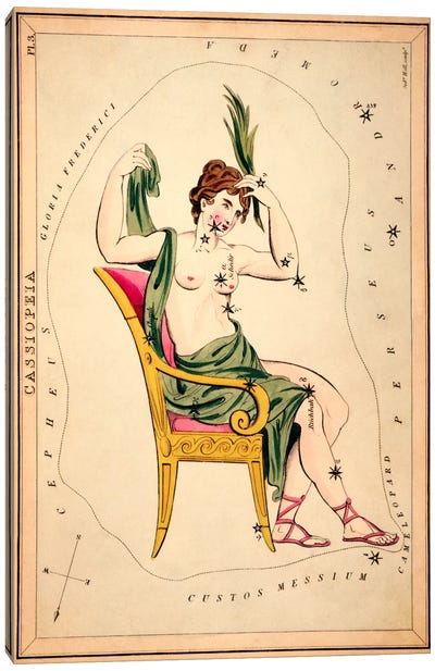 Cassiopeia, 1825 Canvas Art Print - Constellation Art