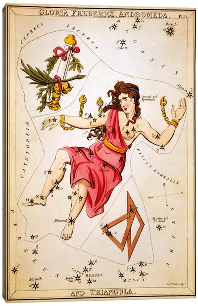 Gloria Frederici, Andromeda, and Triangula Canvas Art Print - Celestial Maps