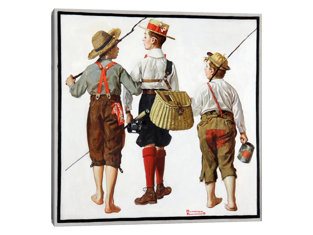 The Fishing Trip Canvas Wall Art by Norman Rockwell