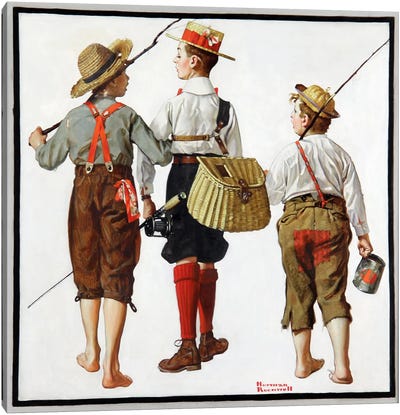 The Fishing Trip Canvas Art Print - Norman Rockwell