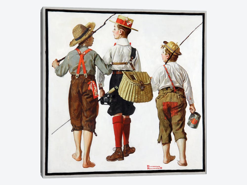 The Fishing Trip by Norman Rockwell 1-piece Canvas Art Print