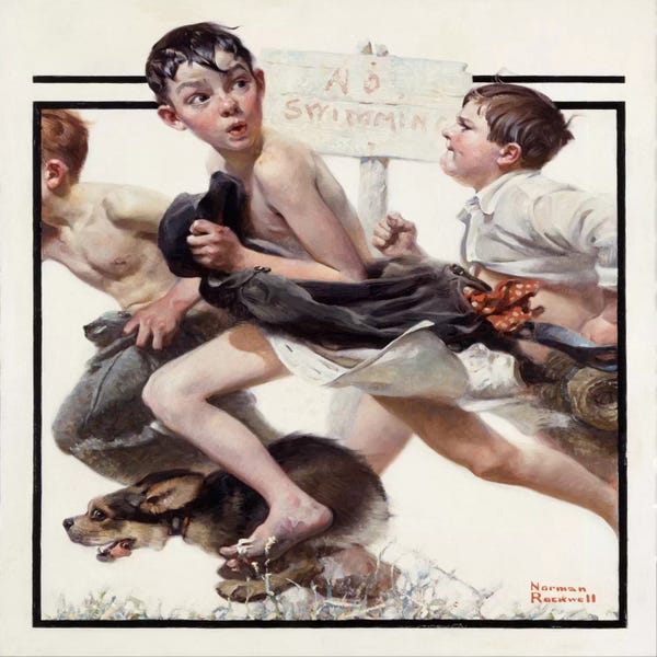 Norman Rockwell: No Swimming by Norman Rockwell