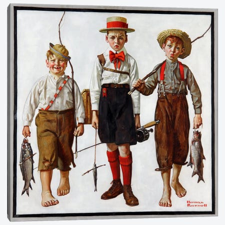 The Catch Canvas Print #13440} by Norman Rockwell Canvas Wall Art