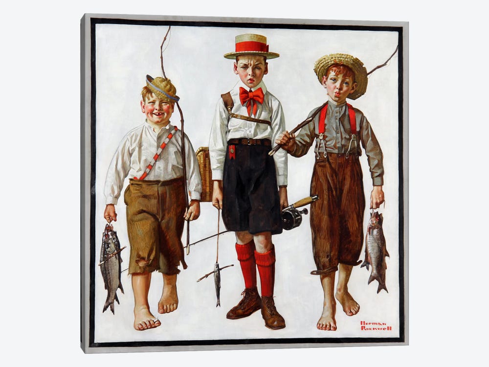 The Catch by Norman Rockwell 1-piece Canvas Art Print