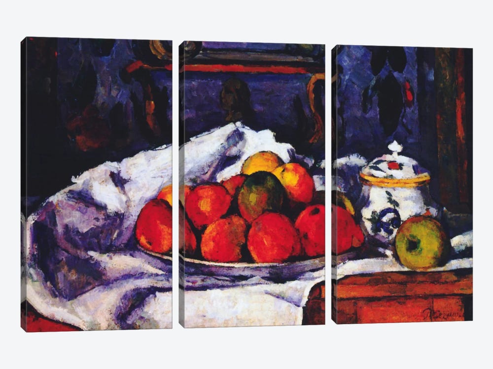 Still Life Bowl of Apples by Paul Cezanne 3-piece Canvas Art
