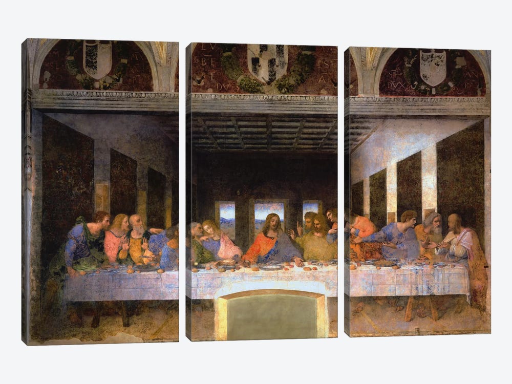 The Last Supper, 1495-1498 by Leonardo da Vinci 3-piece Canvas Print
