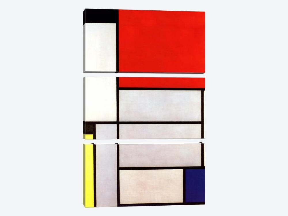 Tableau l, 1921 by Piet Mondrian 3-piece Canvas Wall Art