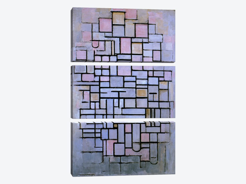 Composition 6, 1914 by Piet Mondrian 3-piece Art Print