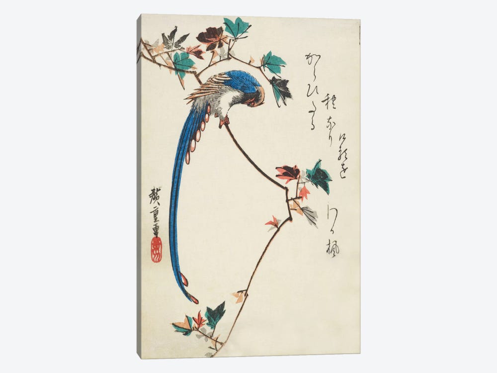 Blue Magpie On Maple Branch by Utagawa Hiroshige 1-piece Art Print