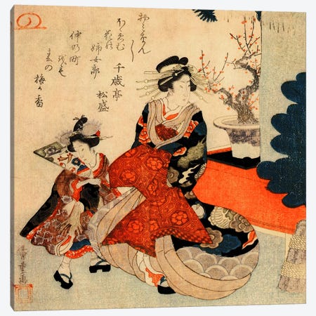 Courtesan and Kamuro At New Year Canvas Print #13633} by Utagawa Hiroshige Canvas Print