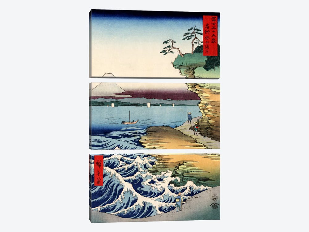Boshu Kubota no kaigan (The Seacoast at Kubota in Awa Province) by Utagawa Hiroshige 3-piece Canvas Wall Art
