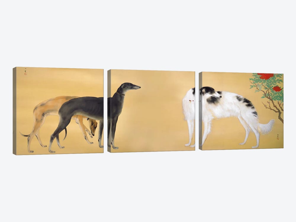 Dogs from Europe by Hashimoto Kansetsu 3-piece Canvas Artwork