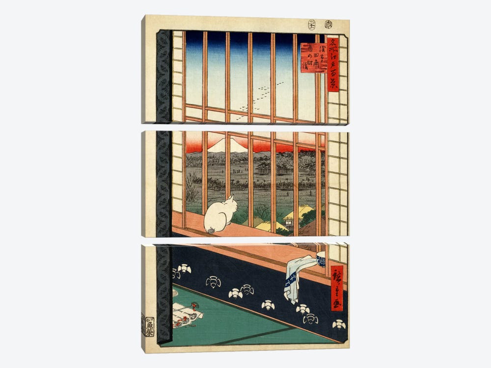 Askusa tanbo Torinomachi mode (Asakusa Ricefields and Torinomachi Festival) by Utagawa Hiroshige 3-piece Canvas Print