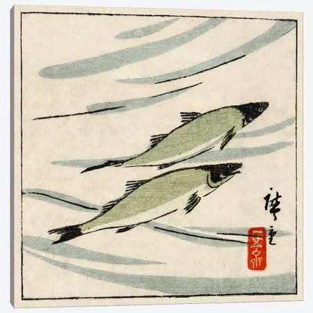 Ayu zu (River Trout) Canvas Print #13669} by Utagawa Hiroshige Canvas Artwork