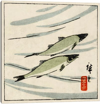 Ayu zu (River Trout) Canvas Art Print - Utagawa Hiroshige