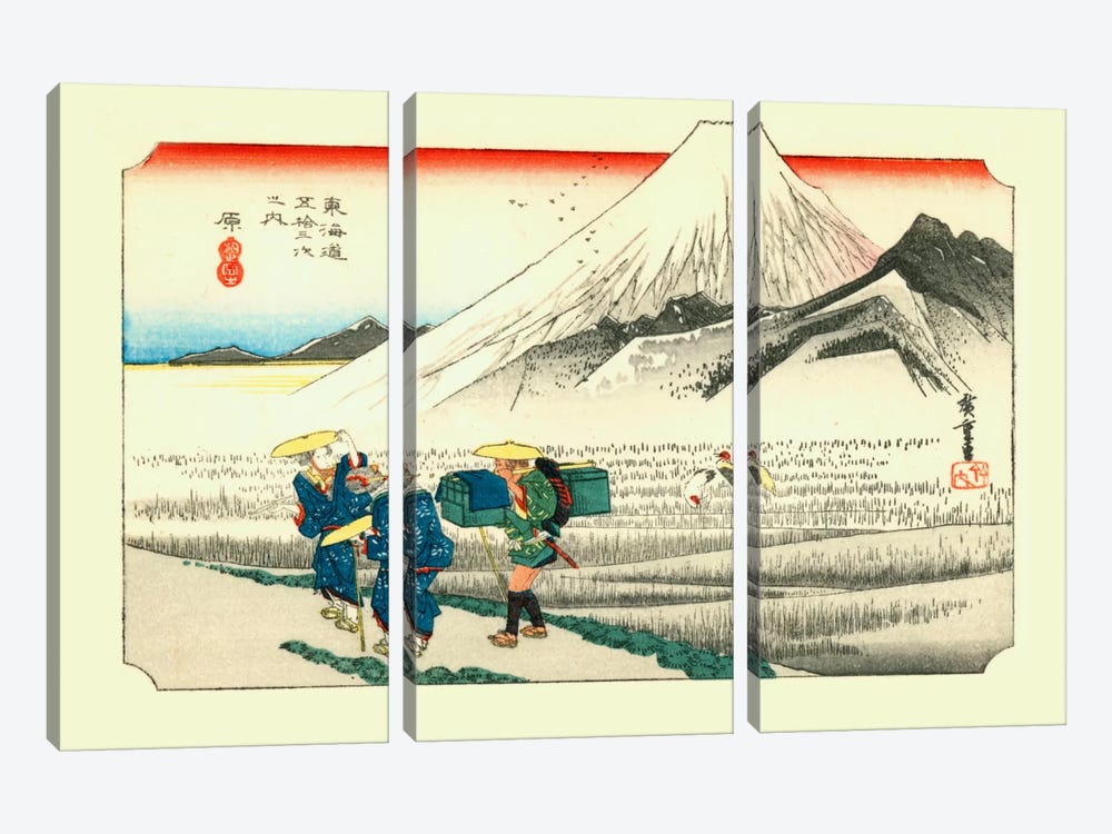Hara, asa no Fuji (Hara: Mount Fuji in the Morning) by Utagawa Hiroshige 3-piece Canvas Artwork
