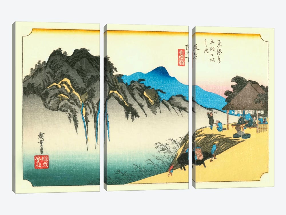 Sakanoshita, Fudesute mine (Sakanoshita: Fudesute Mountain) by Utagawa Hiroshige 3-piece Canvas Print