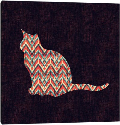 Ikat Cat Canvas Art Print - Ikat Patterns