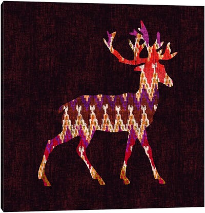 Ikat Deer Canvas Art Print - Ikat Patterns