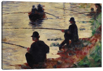 Anglers Canvas Art Print - Georges Seurat