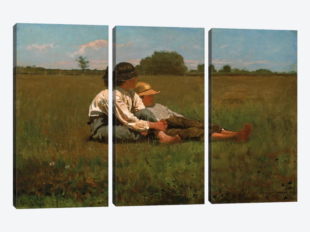 Boys In a Pasture, 1874 by Winslow Homer 3-piece Canvas Wall Art