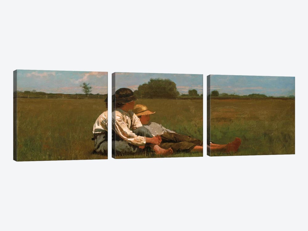 Boys In a Pasture by Winslow Homer 3-piece Canvas Art Print