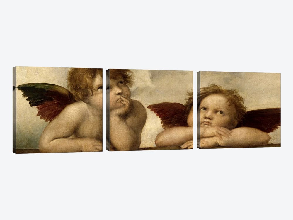 The Two Angels by Raphael 3-piece Canvas Print