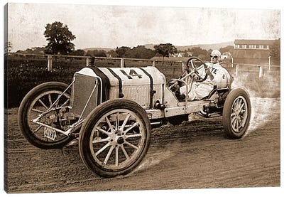 Vintage Photo Race Car Canvas Art Print - Sepia Photography