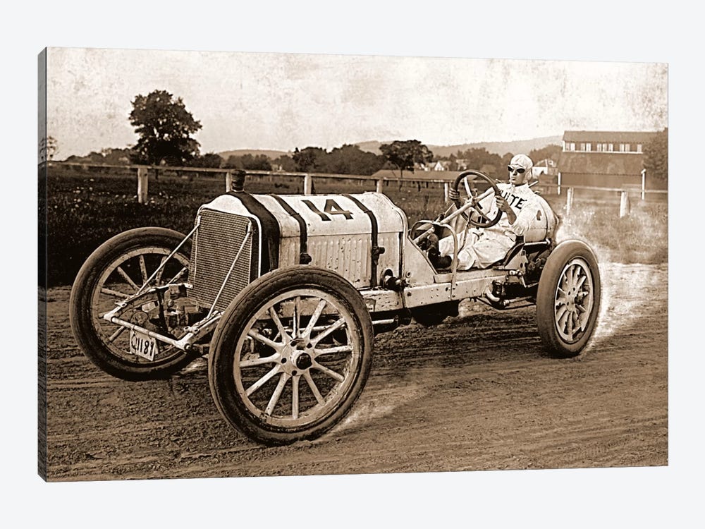 Vintage Photo Race Car 1-piece Canvas Wall Art
