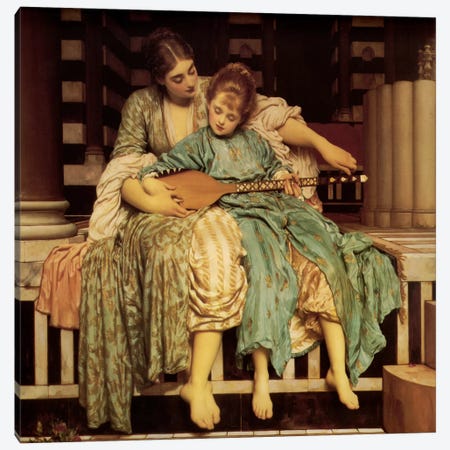 The Music Lesson Canvas Print #1400} by Frederic Leighton Canvas Artwork