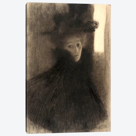Portrait of a Lady with Cape and Hat Canvas Print #14011} by Gustav Klimt Canvas Art