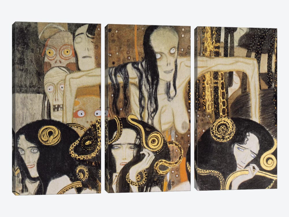Gorgonen 3 (The Three Gorgones: Sickness, Madness, Death) by Gustav Klimt 3-piece Canvas Wall Art