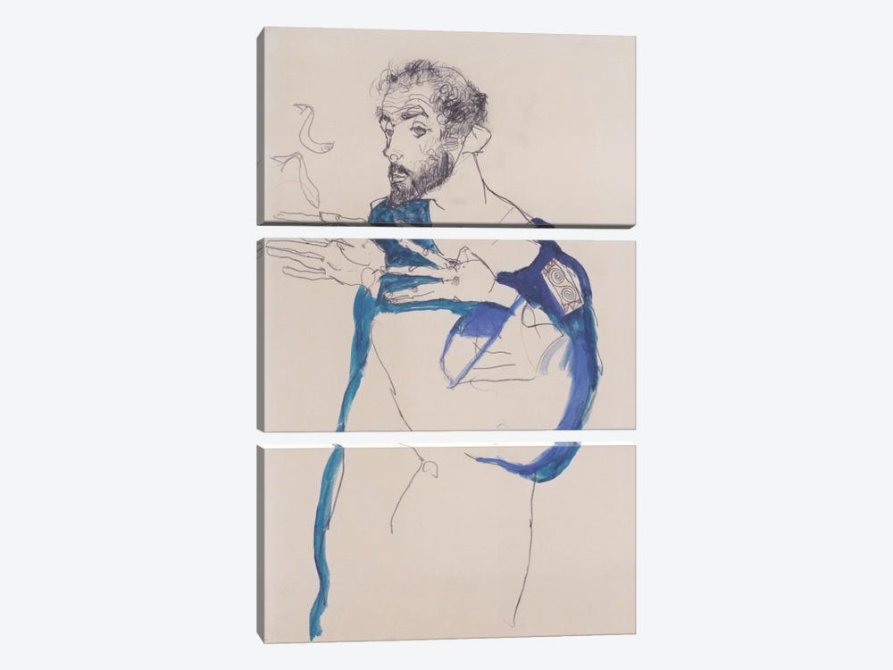 Gustav Klimt Im Blauen Malerkittel 3-piece Art Print