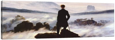 The Wanderer Above The Sea of Fog Canvas Art Print - Panoramic & Horizontal Wall Art