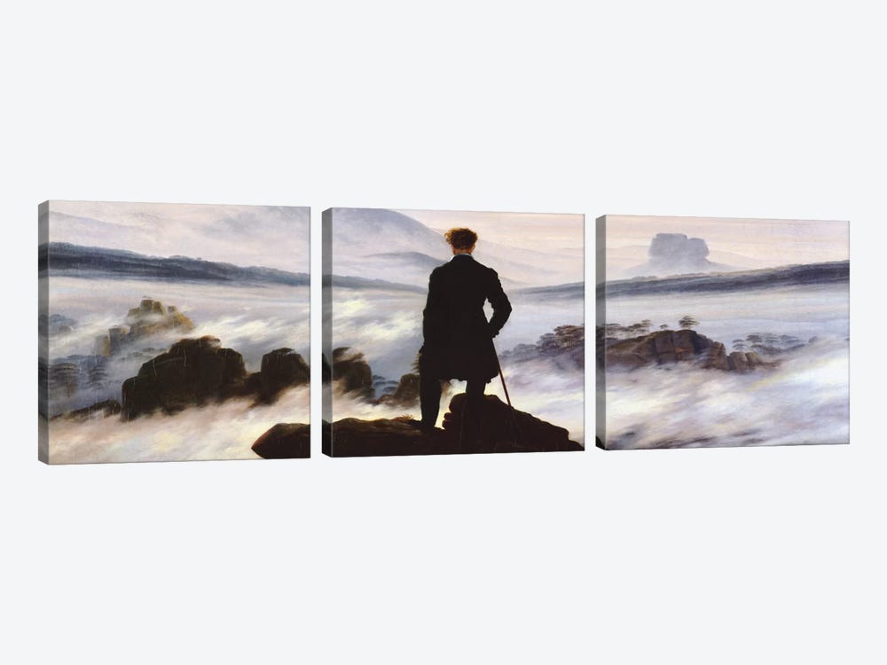 The Wanderer Above The Sea of Fog by Caspar David Friedrich 3-piece Canvas Art Print