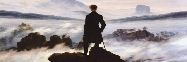 Mountains: The Wanderer Above The Sea of Fog by Caspar David Friedrich
