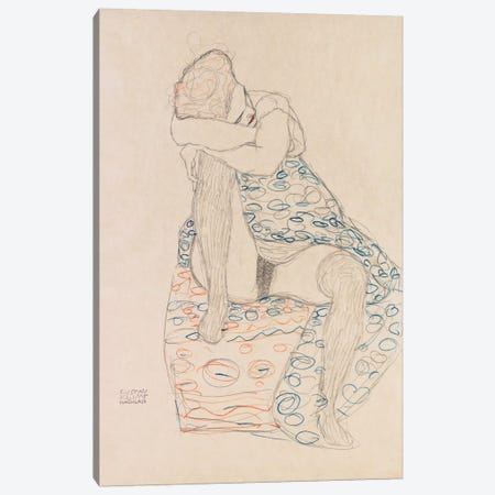 Seated Figure with Gathered Up Skirt Canvas Print #14044} by Gustav Klimt Canvas Artwork