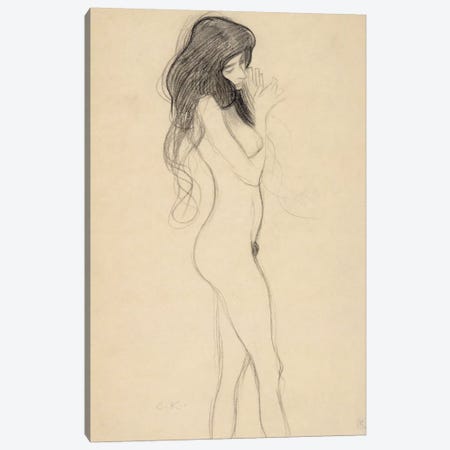 Stehender Frauenakt nach rechts (Standing Female Nude from the Front) Canvas Print #14046} by Gustav Klimt Canvas Artwork
