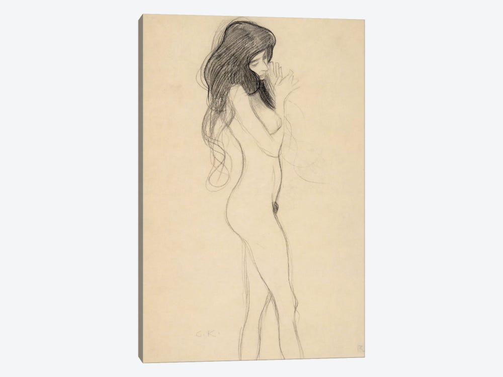 Stehender Frauenakt nach rechts (Standing Female Nude from the Front) by Gustav Klimt 1-piece Canvas Artwork