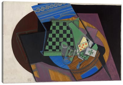 Damier et Cartes a Jouer (Checkerboard and Playing Cards) Canvas Art Print - Juan Gris