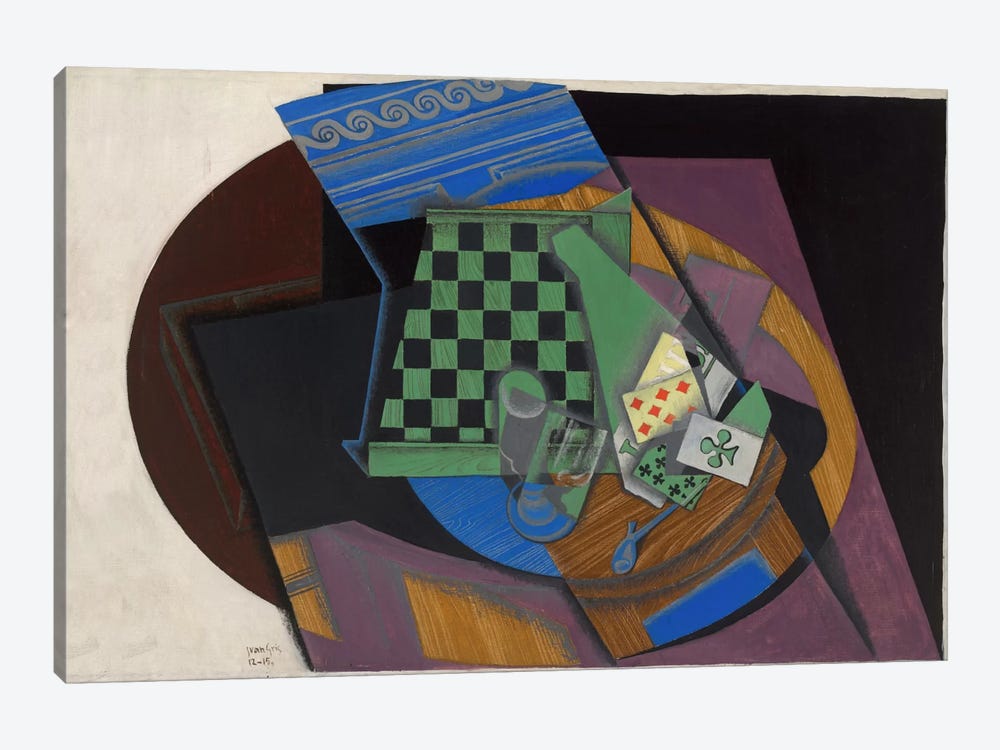 Damier et Cartes a Jouer (Checkerboard and Playing Cards) by Juan Gris 1-piece Canvas Art