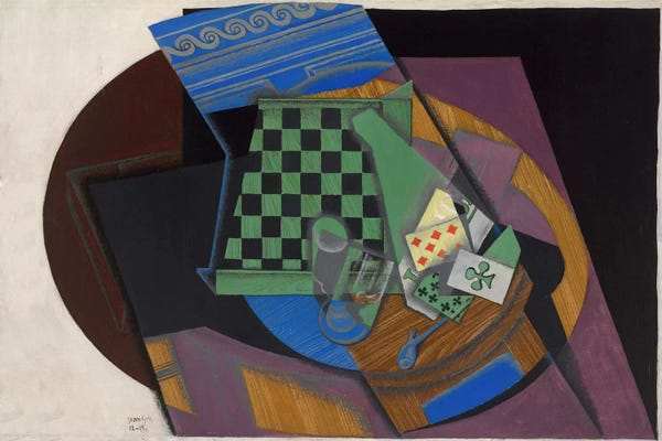 Cubism: Damier et Cartes a Jouer (Checkerboard and Playing Cards) by Juan Gris