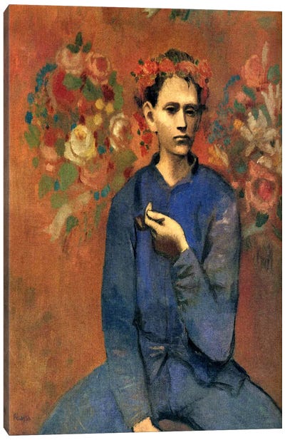 A Boy with Pipe Canvas Art Print - Male Portrait Art