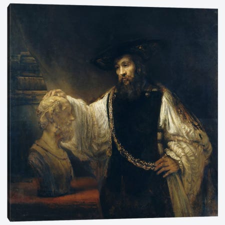 Aristotle Comtemplating the Bust of Homer or Aristotle with a Bust of Homer Canvas Print #14111} by Rembrandt van Rijn Canvas Print